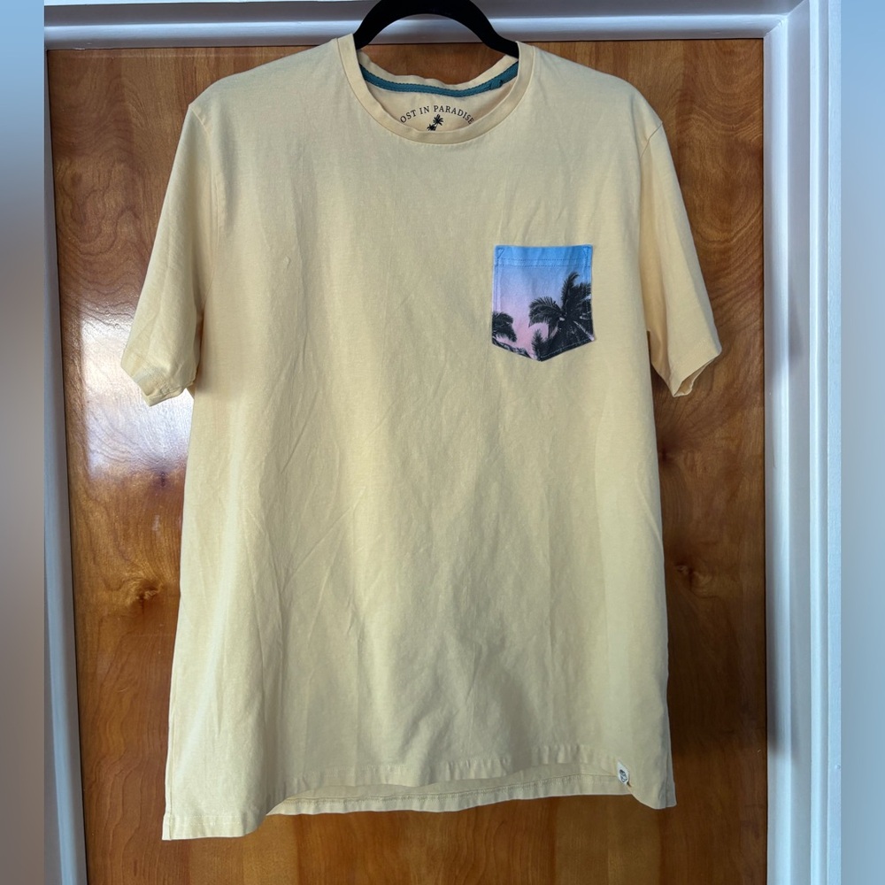 Free Planet Yellow Tee with Palm Print Pocket